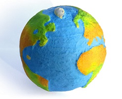 Figura de bola del mundo de papel mache